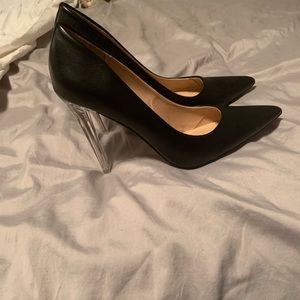 Brand new shoe dazzle black heel with clear heel